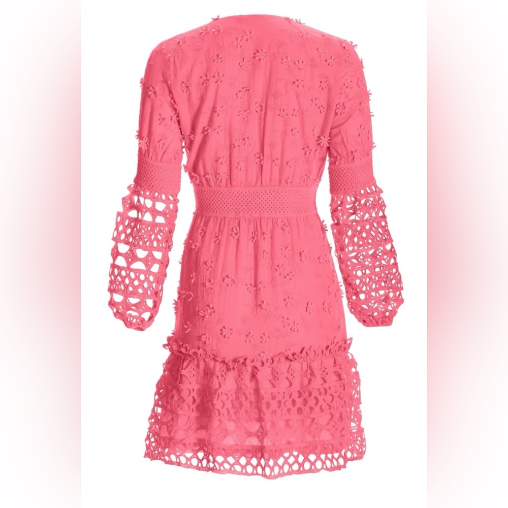 Boston Proper Pink Mixed Media Short Dress Sz L - Picture 5 of 7
